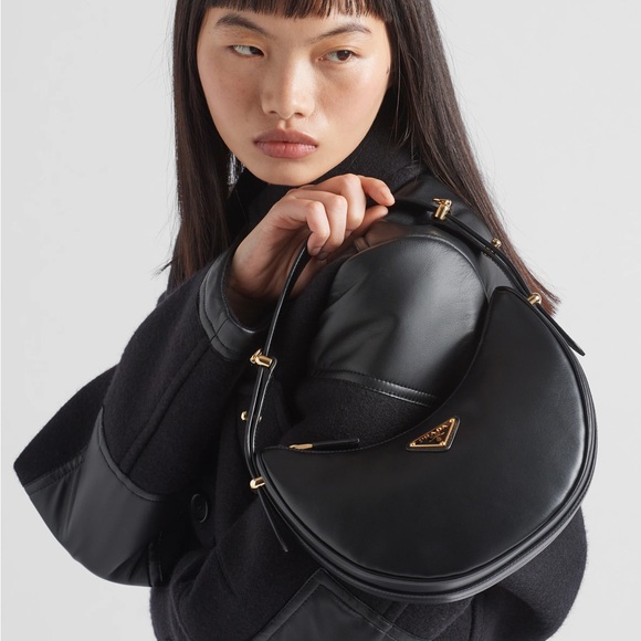 Prada Black Leather Crescent Shoulder Bag - Picture 1 of 5